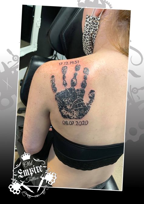 Handprint Tattoo, Hand Print Tattoos, Fingerprint Tattoos, Minimal Tattoo Designs, Minimal Tattoo Ideas, Empire Tattoo, Organic Tattoo, Vegan Tattoo, Tattoo Care