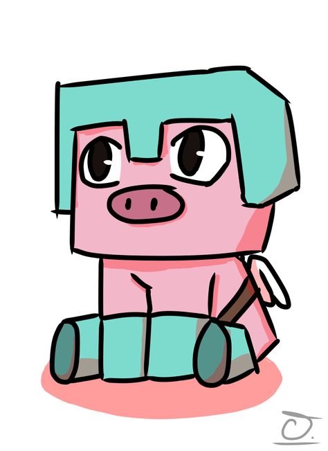 Meu Reuben nunca esquecerei de você .·´¯`(>▂<)´¯`·. Minecraft Pig Drawing, Minecraft Drawings Cute, Minecraft Doodles, Minecraft Tattoo, Minecraft Stickers, Minecraft Pig, Chicken Drawing, Pig Painting, Pig Wallpaper