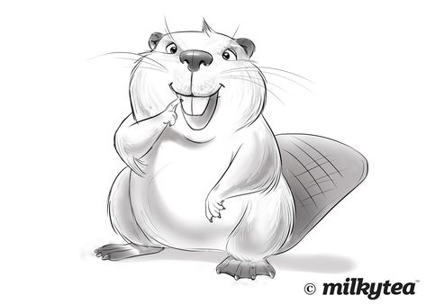 Beaver Drawing Cute, Beaver Drawing, Beaver Cartoon, Beaver Animal, 동화 삽화, Character Mascot, Animal Drawings Sketches, New Character, Cartoon Sketches