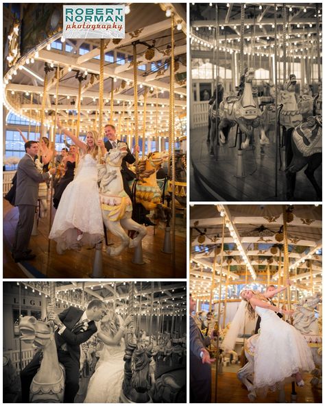 Adorable carousel wedding photos!! Carousel Wedding Photos, Fairground Wedding, Carousel Wedding, Alternative Rings, Carnival Wedding Theme, Hot Air Balloon Wedding, Greenfield Village, Circus Wedding, Indian Wedding Poses