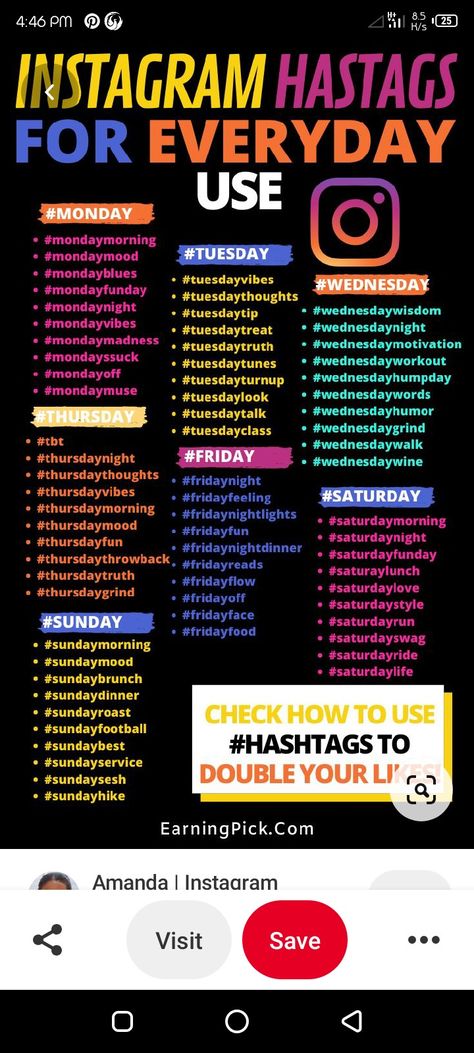 instagram hashtag likes idea Friday Hashtags Social Media, Thursday Hashtags Social Media, Friday Themes For Social Media, Wednesday Hashtags Social Media, Sunday Hashtags Instagram, Monday Hashtags Instagram, Tik Tok Hashtags Ideas, Birthday Hashtags Instagram, Birthday Hashtags Ideas