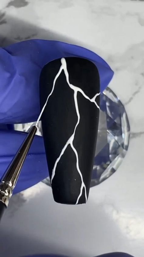 Thunder Nail Design, Thunder Nail Art, Lightening Nail Art, Lightning Bolt Nail Design, Lightening Nails, Lightning Nail Art, Thunder Nails, Storm Nails, Rain Nails