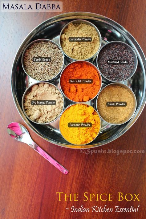 Indian Spice Box, Masala Dabba, Masala Spice, Spice Mix Recipes, Indian Kitchen, Homemade Spices, India Food, Homemade Seasonings, Spice Box