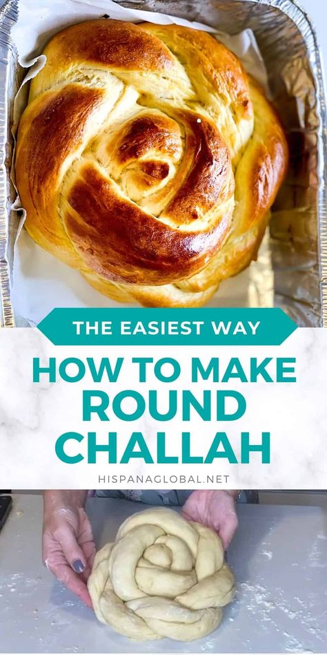 Learn the easiest way to make round challah bread for Rosh Hashanah, the Jewish New Year. Your home will smell like a bakery! Hallah Bread Recipe, Round Challah Recipe, Smell Like A Bakery, Challah Bread Recipe, Rosh Hashana Recipes, Hannukah Recipes, Jewish Bread, Round Challah, Challah Recipe