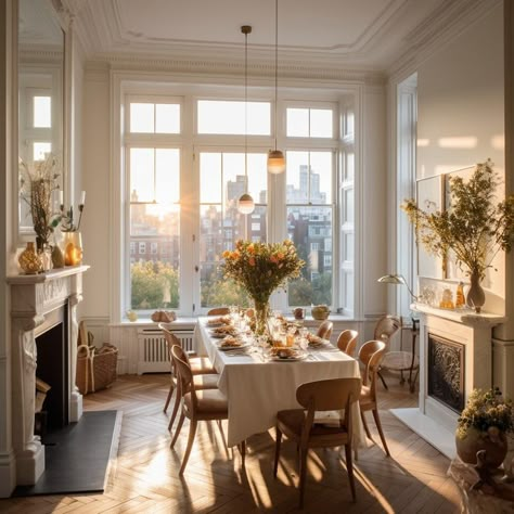 Dining Room Victorian Modern, Dining Room Paris, Dining Room By Fireplace, Cozy Dining Room With Fireplace, Modern French Victorian Decor, European Dining Room Ideas, Parisian Interior Dining Room, Vintage French Dining Room, Parisian Family Room