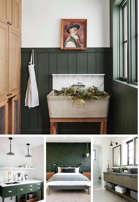 Studio Mcgee Paint, Best Dark Green Paint, Studio Mcgee Paint Colors, Dark Green Paint Colors, Studio Mcgee Fireplace, Dark Green Paint, Dark Green Bathrooms, Green Wall Color, Dark Green Kitchen