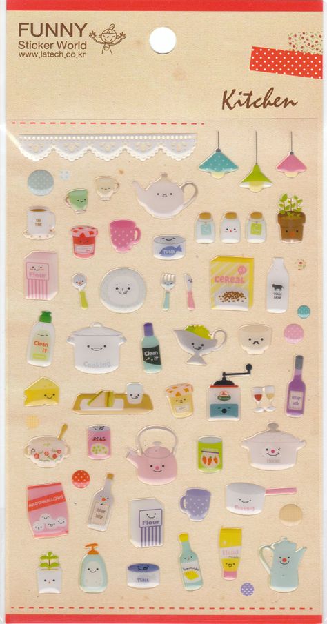 Kawaii Korean Super Cute Kitchen Theme Epoxy Stickers - Perfect for scrapbooking, card-making, dairy, journaling, etc. Korean Scrapbook, Epoxy Stickers, Korean Kitchen, Scrapbook Die Cuts, Kitchen Theme, Sticker Organization, Happy Kitchen, Cute Stationary, Cute Kitchen