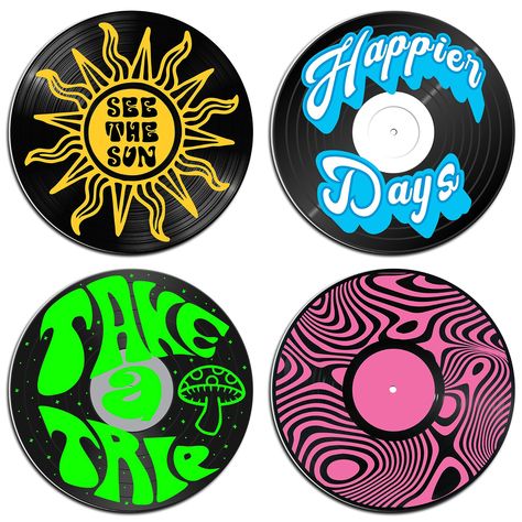 PRICES MAY VARY. HIPPIE VIBE - Trippy records will the feeling of living it up inside inside your dorm, bedroom. Best gift decoration for christmas, birthday and other special occasions. Highly recommended use with vine leaf, ivy leaf decor or string lights, led lights for the best decoration MULTI PURPOSE - You can use as room decor for teen girls or to make full art for dorm, coquette room decor, aesthetic room decor, y2k room decor, downtown girl room decor, preppy room decor, hippie room dec Painted Vinyls On Wall Aesthetic, Weird Room Decor, Records For Wall, Wall Decor For Dorm, Painted Records Vinyl Flowers, Trippy Record Painting, Painted Records Vinyl Groovy, Record Wall Decor, Painted Records Vinyl Trippy