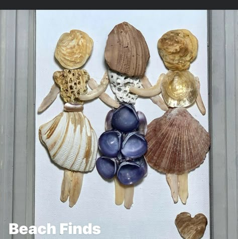 Seashell People, Shell People, Sea Inspired Art, Sea Shell Ideas, Shell Artwork, Seashell Art Diy, Sea Glass Art Diy, Friendship Art, Shell Projects