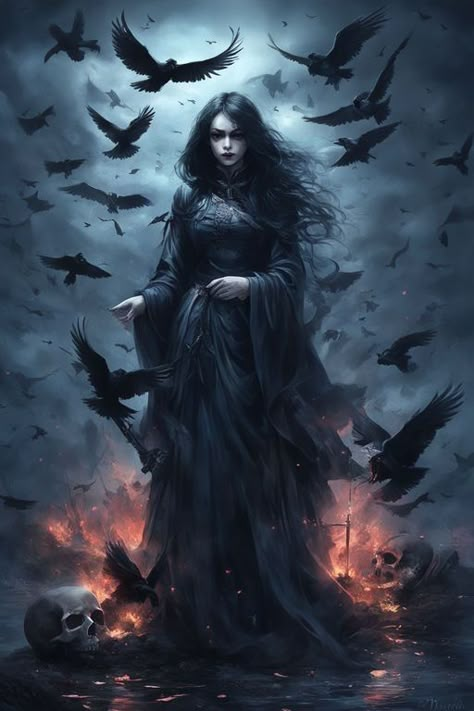 Raven Queen Dnd, Dark Fairytale, Dark Witch, Raven Queen, Gothic Fantasy Art, Vampire Art, The Siren, Download Poster, Goth Art