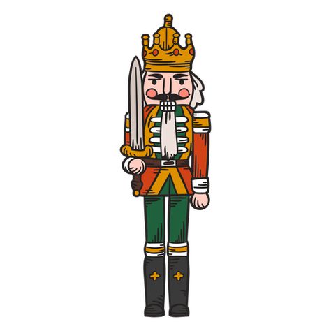 Nutcracker Tattoo, Nutcracker Illustration, Cute Nutcracker, Santa Claus Drawing, King Png, Xmas Drawing, King Design, Christmas Painting, Tree Drawing