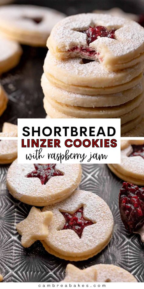 Cookie Jam Recipe, Cookies Filled With Jam, Christmas Sandwich Cookies Recipes, Shortbread Linzer Cookies, Shortbread With Jam, Cookie With Jam In The Middle, Easy Iced Cookies, Jam Filled Shortbread Cookies, Jam Christmas Cookies