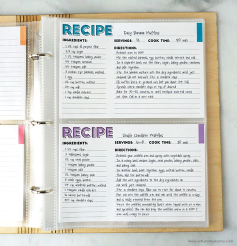 Wooden Recipe Book Binder | artsy-fartsy mama Ideas For Recipe Books, Recipe Book Background Design, Recipe Card Ideas Diy, How To Make Your Own Recipe Book, Recipe Book Gift Ideas, Personal Recipe Book, Creating A Cookbook, Index Card Recipes, Homemade Recipe Book Diy Family Cookbooks