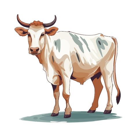 Vector a cow with horns is standing on t... | Premium Vector #Freepik #vector Cow Standing Up Drawing, Cow With Horns, Working Inspiration, Cow Vector, Cow Illustration, Cow Horns, A Cow, Psd Icon, On The Ground