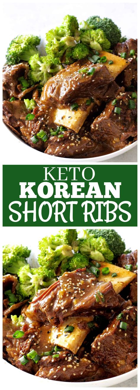 Keto Korean Short Ribs - fall apart meat with a ginger garlic sauce. #keto #meal #dinner #recipe #shortribs Keto Short Ribs, Keto Korean, Korean Short Ribs, Food Change, The Girl Who Ate Everything, Korean Short, Healthy Ground Beef, Fav Food, Best Keto Diet