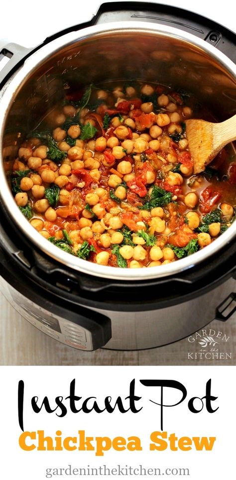 Instant Pot Chickpea Stew | Garden in the Kitchen Healthy Instant Pot, Beginner Recipes, Chickpea Stew, Healthy Instant Pot Recipes, Instant Pot Soup, Chickpea Recipes, Mouthwatering Recipes, Food Group, Instapot Recipes