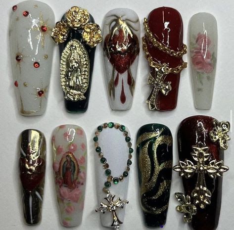 Ongles Goth, Cross Nails, Gothic Nails, Goth Nails, Grunge Nails, Pretty Gel Nails, Really Cute Nails, Soft Nails, Bling Acrylic Nails