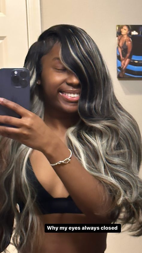 Side Part Black And Blonde Hair, Black And Blonde Side Part Sew In, Qw With Highlights, Sew In Hairstyles Blonde Highlights, Middle Part Quick Weave With Blonde Highlights, Versatile Quick Weave With Highlights, Black And Blonde Quick Weave Side Part, Quick Weave Black And Blonde, Side Part Sew In Color