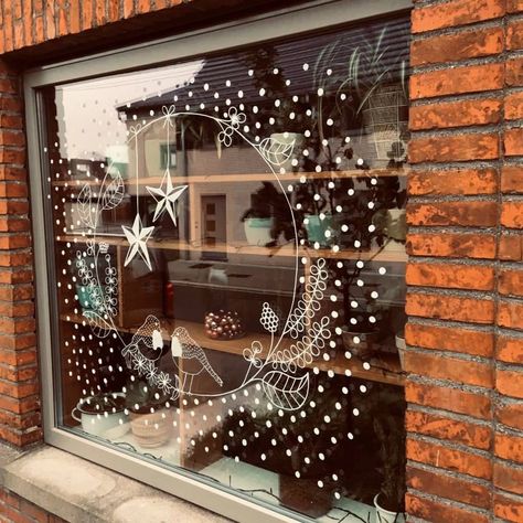 Painted Window Art, Christmas Shop Window, Christmas Window Painting, Window Mural, Window Drawing, Christmas Window Display, Winter Window, Christmas Window Decorations, Creative Idea