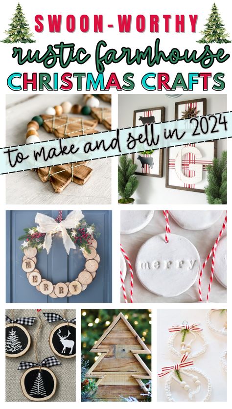 Whether you create on a grand scale or run a small business, these beautiful swoon-worthy farmhouse Christmas crafts are perfect to sell during the holiday season. From rustic wood slice wreathes and crafts to salt dough and macrame Christmas ornaments, you  have so many gorgeous ideas to get you going for your handmade holiday season. Christmas Craft Ideas to Sell, Craft Ideas to Sell, Clay Gift Tags, Christmas Fair Ideas, Ideas to Sell, Profitable Crafts, Christmas crafts to sell Christmas Ornaments To Sell Diy, Craft Shows Best Sellers, Christmas Ornaments To Sell Craft Fairs, Christmas Craft Sale Ideas Make And Sell, Best Craft Fair Items To Sell, Displaying Ornaments To Sell, Craft Kits To Make And Sell, Easy Diy Christmas Ornaments To Sell, Diy Ornament Display Stand Craft Fairs