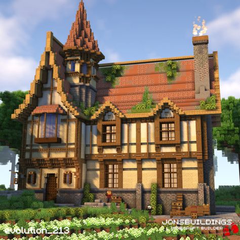 Minecraft Medieval House, Bakery Instagram, Minecraft Steampunk, Minecraft City Buildings, Minecraft Structures, Medieval House, Bangunan Minecraft, Minecraft House Plans, Minecraft Farm