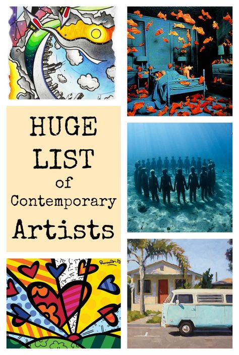 Huge List of Contemporary Artists -. Famous Contemporary Artists, Art Bio, Art Docent, Classe D'art, Art Teaching Resources, Art History Lessons, Art Criticism, Facebook Art, 3d Figures