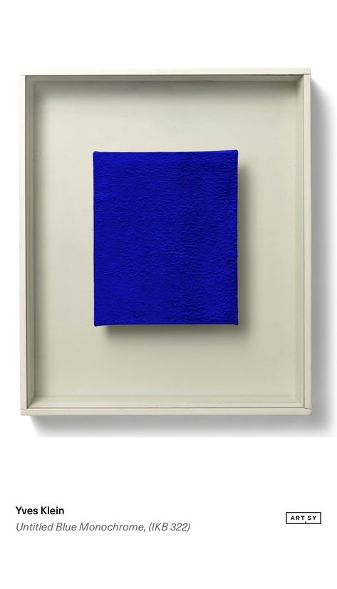 Blue Painting Aesthetic, Ives Klein Blue, Yves Klein Blue Color Palette, Cobalt Blue Painting, Apartment Paintings, Yves Klein Blue Art, Blue Monochrome, Apartment Painting, Yves Klein Blue