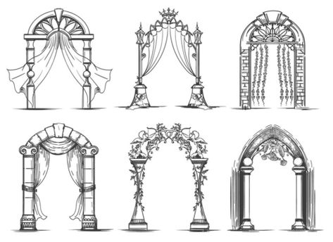 Arches Sketch, Arch Entrance, Art Adventure Time, Art Vampire, Dengeki Daisy, Funny Wedding Invitations, Wedding Entrance Decor, Ink Doodles, Wedding Stage Design