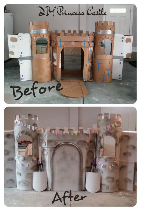 Princess Castle DIY Castle Diy Cardboard, Castle Diy, Castle Project, Carton Diy, Cardboard Castle, Castle Backdrop, Knight Party, Medieval Party, Princess Theme Birthday