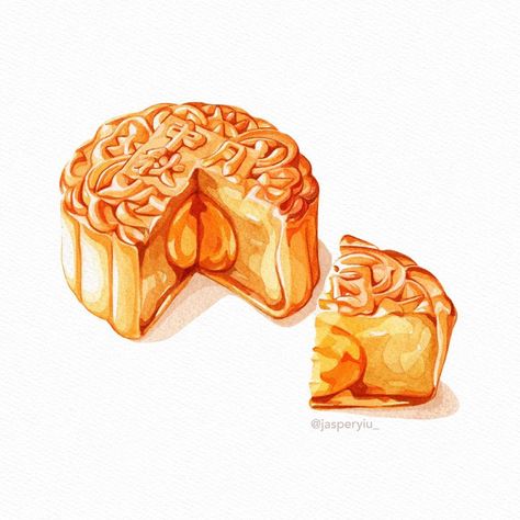 461 Likes, 17 Comments - Jasper Yiu 🇭🇰🇨🇦 (@jasperyiu_) on Instagram: “Happy early mid-autumn festival 🥳 Have you had mooncake yet this year? What’s your favourite kind?…” Art Food Painting, Daughter Of The Moon Goddess, Poster Elements, Daughter Of The Moon, Watercolor Food Illustration, Mooncake Festival, The Moon Goddess, Cake Drawing, Cake Illustration