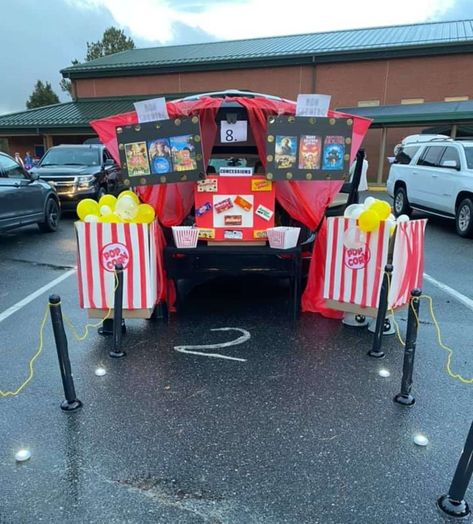 Trunk Or Treat Winners, Trunker Treat Ideas, Popcorn Theme, Treat Ideas, Yard Games, Trunk Or Treat, Halloween Stuff, Fall Festival, Popcorn