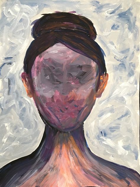 Faceless girl portrait acrylic painting by All the Colours of the Wind. Artwork for sale Faceless Portrait, Painting People, Ap Art, Canvas Paper, Portrait Girl, Craft Time, Portrait Art, Abstract Expressionism, Diy Art