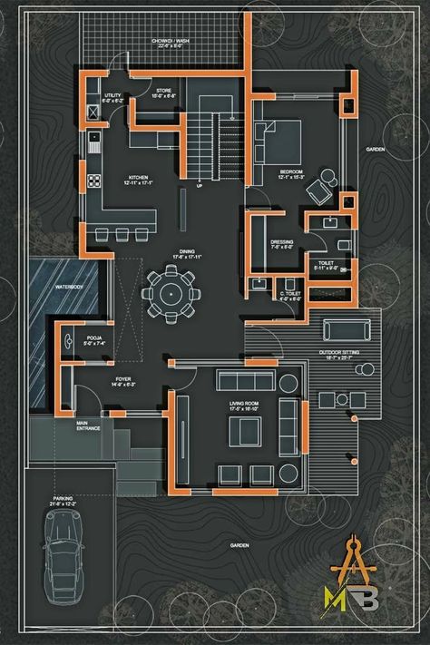 Plan For Villa Two Floor, Housing Plans Architecture Layout, Modern Villa Floor Plan, Luxury Villa Plan, 30x60 House Plans, 2 Storey House Plan, Modern Villa Plan, 2d House Plan, Villa Layout