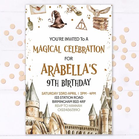 Personalised Harry Potter Party Invitations, Wizard Birthday Invites, Pack of 10 | eBay Harry Potter Birthday Invite, Harry Potter Baby Birthday, Harry Potter Theme Birthday Party, Harry Potter Party Invitations, Harry Potter Birthday Invitations, Harry Potter Invitations, Digital Invitations Birthday, Movie Night Invitations, Harry Potter Theme Birthday