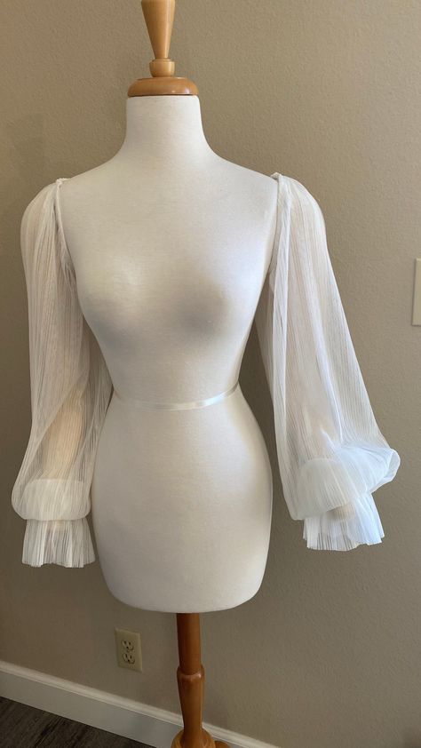 Unique pleated tulle/netting detachable sleeves Gathered at the shoulders  Deep ruffled cuff Ties with self fabric tassels **Made to order Pearl Sleeves, Detachable Sleeves Wedding Dress, Bridal Topper, Sleeve Inspiration, Wedding Sleeves, Bridal Sleeves, Wedding Dress Topper, Detachable Wedding Dress, Dress Topper