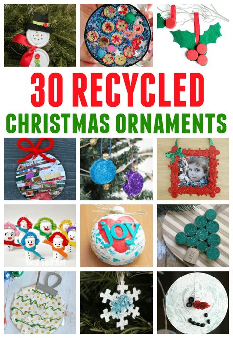 recycled Christmas ornaments Recycled Christmas Ornaments, Make Christmas Ornaments, Recycled Christmas Decorations, Recycled Christmas Tree, Recycled Christmas, Easy Ornaments, Diy Christmas Ornament, Kids Christmas Ornaments, Christmas Decorations For Kids