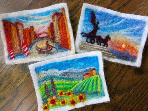 Cassie Stephens High School Crafts, Handmade Business Cards, Needle Felting Diy, Felt Pictures, Needle Felting Tutorials, Felt Gifts, Needle Felting Projects, Felting Tutorials, Art Lessons Elementary