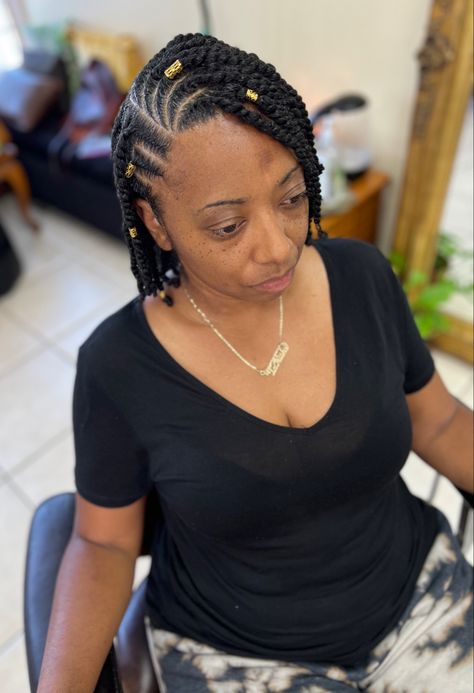 Two Strand Twist With Flat Twist, Braids Two Strand Twist, Two Strand Twist With Cornrows, Two Strand Twist With Braids, Braids For Dreadlocks, Flat Twists With Two Strand Twists, Two Strand Twist Hairstyles Natural Hair Long, Two Strand Twist On Fine Natural Hair, Flat Twist And Two Strand Twist Style