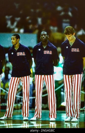 Michael Jordan (USA) at the 1984 Olympic Summer Games4 Olympic Summer Games Stock Photo 1984 Olympics, Spring Camping, Olympic Village, Summer Olympic Games, Sports Baby, Usa Basketball, Sports Aesthetic, Usa Olympics, Jordan 7