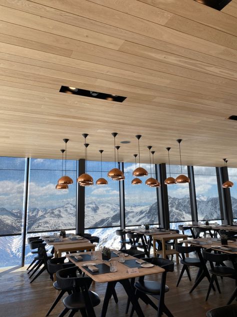 #sölden #ICEQ #ski #snow #restaurant Snow Restaurant, Ski Restaurant, Mountain Restaurant, Snowy Mountains, Restaurant Interior Design, Mountain Cabin, Restaurant Interior, Skiing, Conference Room Table