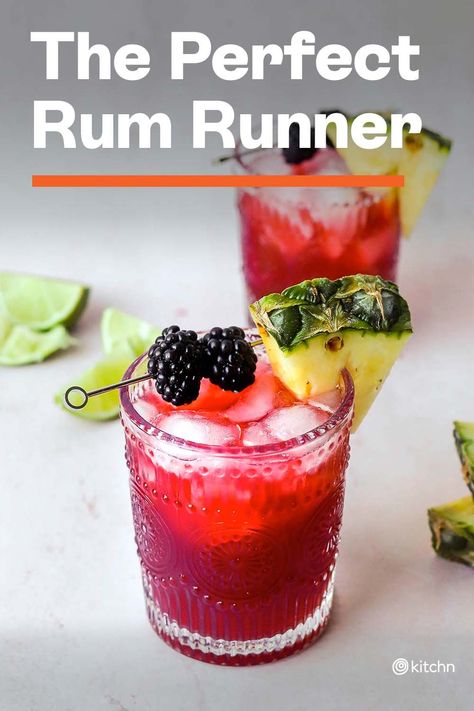 Rumrunner Cocktail, Rumrunner Drink, Rum Runner, Rum Runner Recipe, Blackberry Drinks, Tropical Cocktail Recipes, Bramble Cocktail, Good Rum, Rum Cocktail Recipes