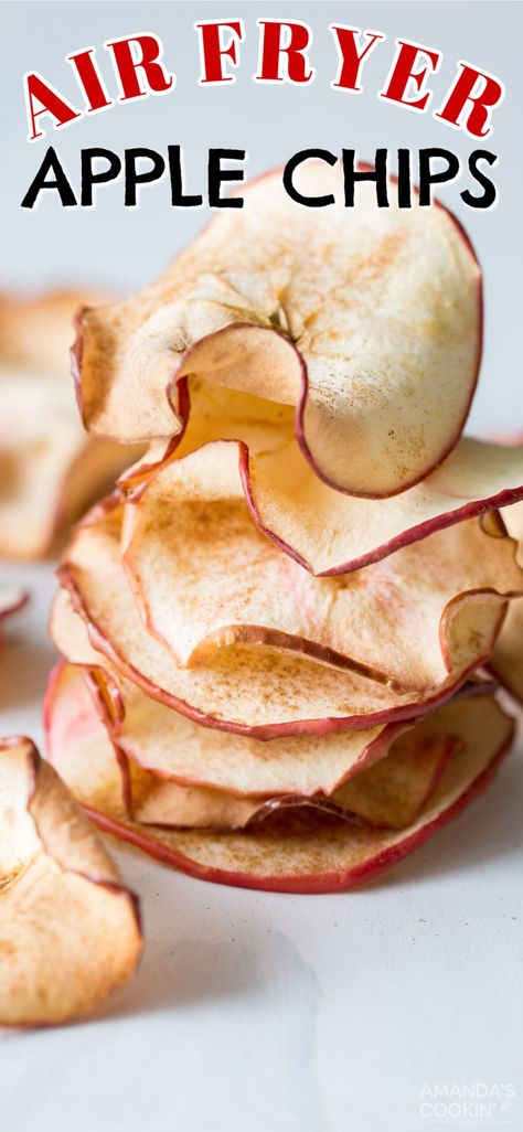 Air Fryer Apple Chips, Air Fryer Chips, Apple Chips Recipe, Dehydrated Apples, Air Fryer Recipes Dessert, Air Fryer Recipes Snacks, Healthy Air Fryer, Fruit Chip, Air Fried Food