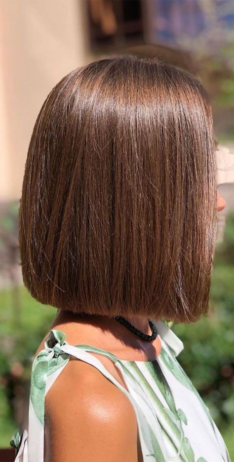 Short Straight Haircuts For Thick Hair, Medium Brown Bob Hairstyles, Dark Color Ideas Hair, Lop Bob Haircuts, Straight Lob Hair, Bob Hairstyles Light Brown, One Length Bob Haircut, Light Brown Bob Hair, Kids Long Bob Haircut