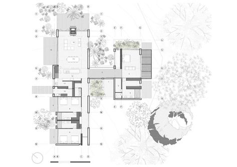 Moon House, Architecture Drawing Presentation, Pool House Plans, Modern Floor Plans, Villa Style, Green Moon, Architectural Floor Plans, House Construction Plan, Architectural House Plans