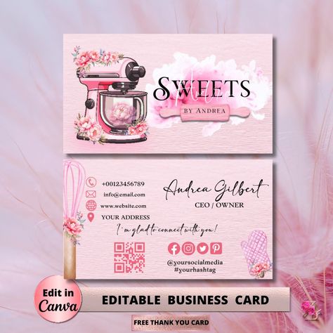 Bakery Business Plan, Food Business Card, Bakery Business Cards, Cookie Business, Cake Decorating Piping, Free Thank You Cards, Business Diy, Baking Business, Cake Business