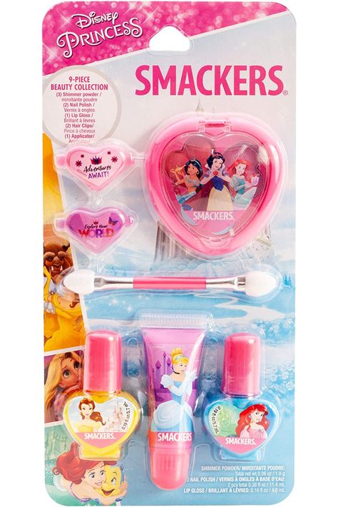 Lip Smacker Disney Color Collection, Princess Makeup Set, Lip Gloss, Shimmer Powder, Nail Polish Disney Princess Nail, Disney Princess Nail Polish, Kids Birthday Treats, Barbie Puppy, Barbie Party Decorations, Disney Princess Colors, Princess Beauty, Princess Makeup, Barbie Room