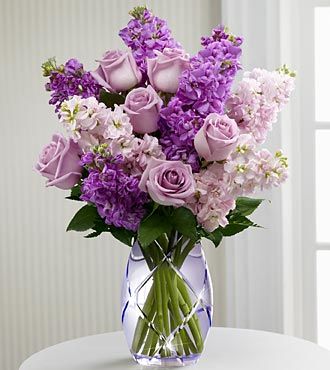 The FTD® Sweet Devotion™ Bouquet by Better Homes and Gardens® - VASE INCLUDED- Deluxe Mother's Day Bouquet, Garden Vases, Bouquet Arrangements, Trendy Flowers, Mothers Day Flowers, Vase Arrangements, Flowers For You, Arrangement Ideas, Lavender Roses