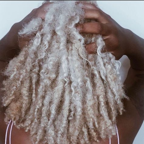 White Locs Black Women, Platinum Blonde Locs, Loose Locs, White Locs, Locs Aesthetic, Black Goths, Locs Black Women, Blonde Locs, Grey Hair Journey