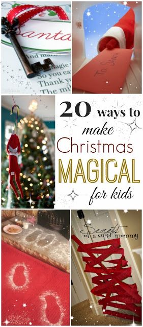 There are so many ways to make Christmas magical for your little ones.  I feel like a kid again myself when I see the sparkle in my girls eyes.  Here are 20 ways to fill their hearts and lives with the magic of the season. How To Make Christmas Magical For Toddler, Creating Christmas Magic, Christmas Ideas For Kids Traditions, Christmas Magic For Toddlers, Making Christmas Magical For Kids, Santa Traditions For Kids, Ways To Make Christmas Magical For Kids, Magical Christmas For Kids, Christmas Magic For Kids