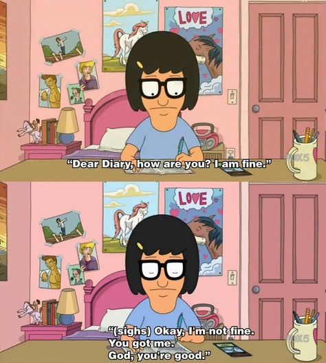 When Tina couldn't help but show her true colors. 24 Times The Ladies Of "Bob's Burgers" Were Hilarious As Hell Tina Belcher Quotes, Bobs Burgers Memes, Burgers Quotes, Jimmy Junior, Bobs Burgers Quotes, Bobs Burgers Funny, Bobs Burgers Tina, Tina Belcher, Bear Quote